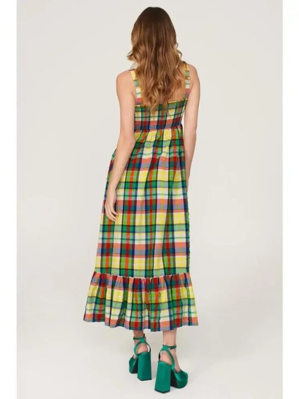 Kate Spade Coastal Plaid Bow Maxi Dress Seersucker Corset top Sundress Midi 6 - Picture 3 of 12
